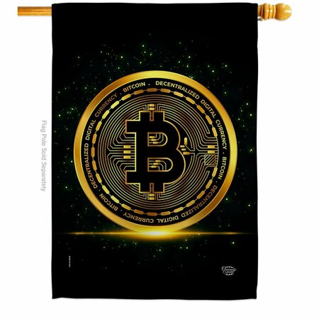 CUADRILATERO Bitcoin Novelty Merchant 28 x 40 in. Dbl-Sided Vertical House Flags for Decoration Banner Garden CU4105434